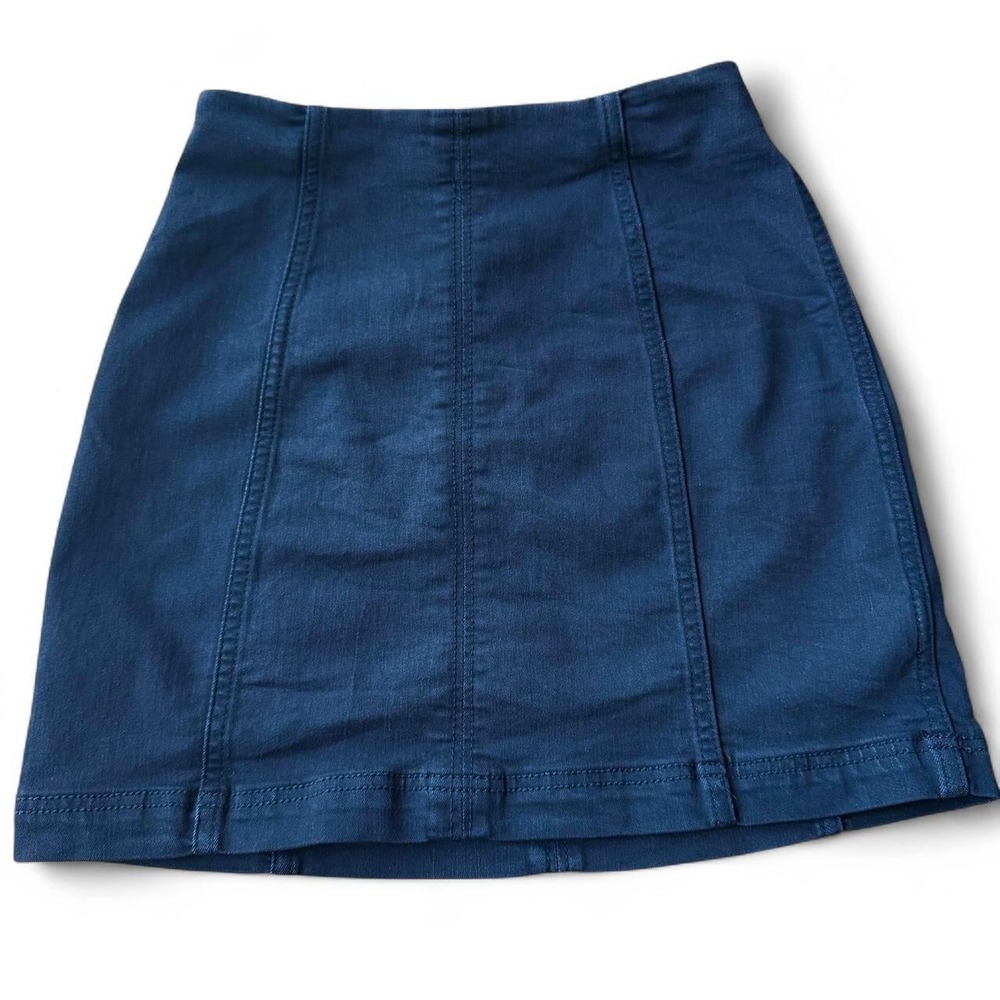 Free People‎ black denim mini skirt Size 4 whimsygoth festival preppy coquette